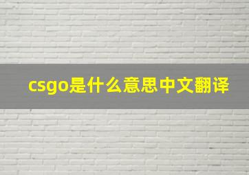 csgo是什么意思中文翻译