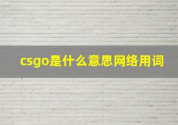 csgo是什么意思网络用词