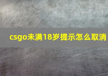 csgo未满18岁提示怎么取消