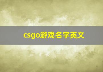 csgo游戏名字英文