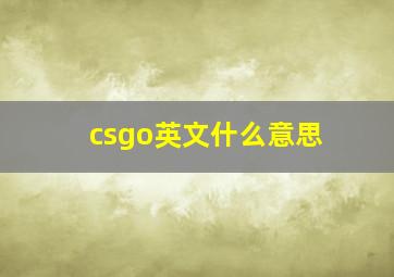 csgo英文什么意思