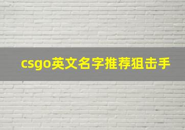 csgo英文名字推荐狙击手