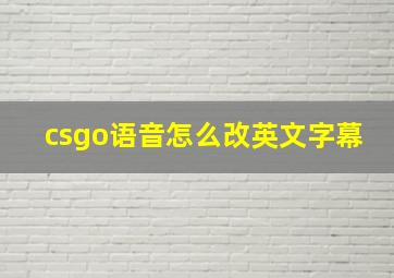 csgo语音怎么改英文字幕