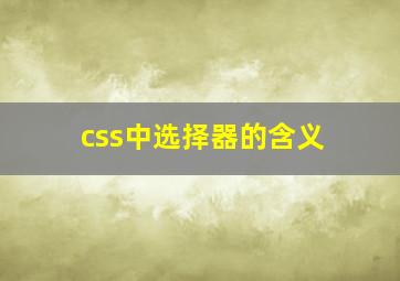 css中选择器的含义