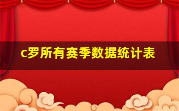 c罗所有赛季数据统计表