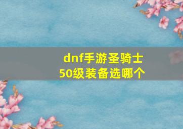 dnf手游圣骑士50级装备选哪个