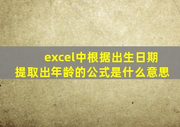 excel中根据出生日期提取出年龄的公式是什么意思