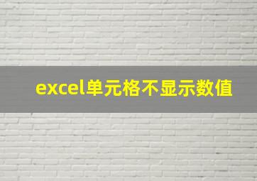 excel单元格不显示数值