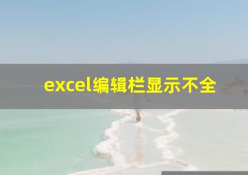 excel编辑栏显示不全