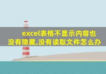 excel表格不显示内容也没有隐藏,没有读取文件怎么办