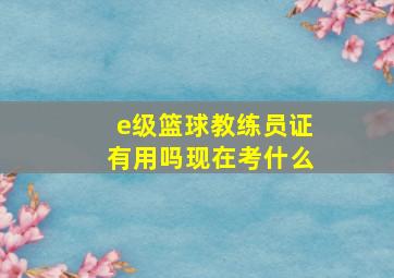 e级篮球教练员证有用吗现在考什么