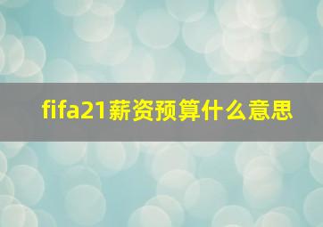 fifa21薪资预算什么意思