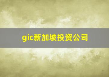 gic新加坡投资公司