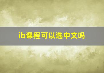 ib课程可以选中文吗