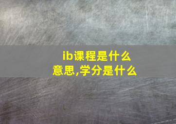 ib课程是什么意思,学分是什么