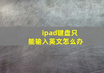 ipad键盘只能输入英文怎么办