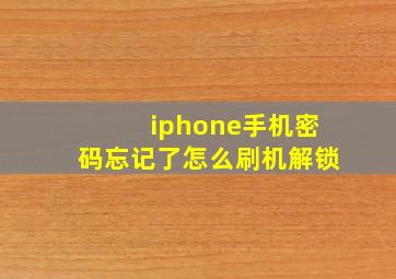 iphone手机密码忘记了怎么刷机解锁