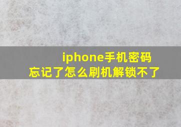 iphone手机密码忘记了怎么刷机解锁不了