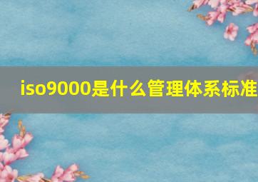 iso9000是什么管理体系标准