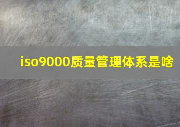 iso9000质量管理体系是啥