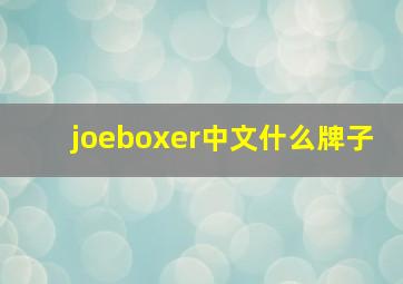 joeboxer中文什么牌子