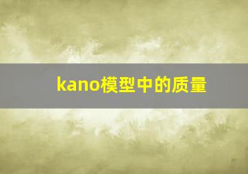 kano模型中的质量