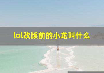 lol改版前的小龙叫什么