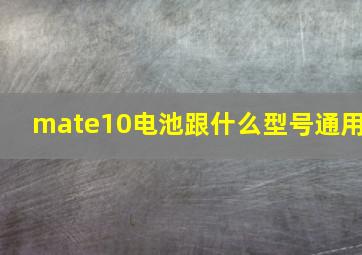 mate10电池跟什么型号通用