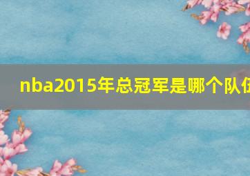 nba2015年总冠军是哪个队伍