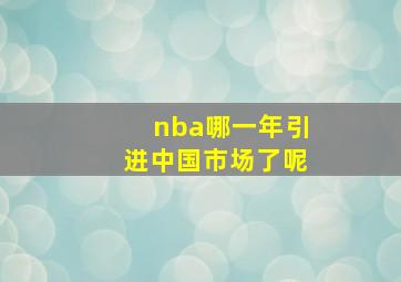 nba哪一年引进中国市场了呢