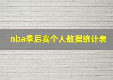 nba季后赛个人数据统计表