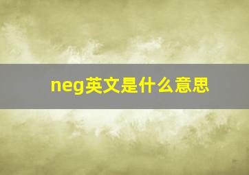 neg英文是什么意思