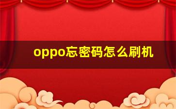 oppo忘密码怎么刷机