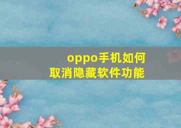 oppo手机如何取消隐藏软件功能