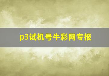 p3试机号牛彩网专报