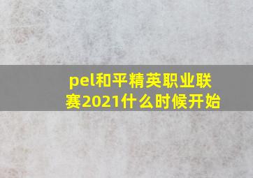 pel和平精英职业联赛2021什么时候开始