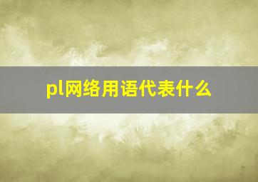 pl网络用语代表什么