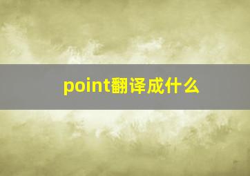 point翻译成什么