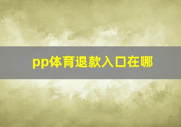 pp体育退款入口在哪