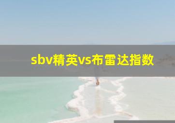 sbv精英vs布雷达指数