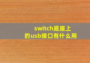 switch底座上的usb接口有什么用