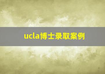 ucla博士录取案例