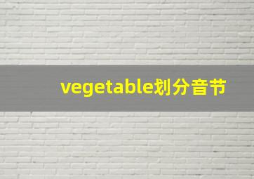 vegetable划分音节