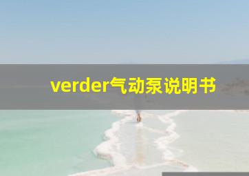 verder气动泵说明书