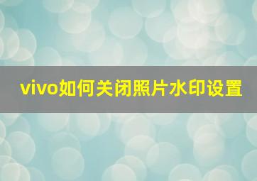 vivo如何关闭照片水印设置