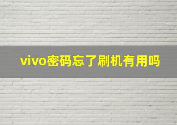 vivo密码忘了刷机有用吗