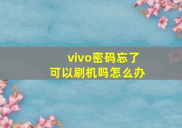 vivo密码忘了可以刷机吗怎么办