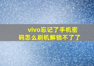 vivo忘记了手机密码怎么刷机解锁不了了