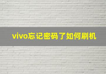 vivo忘记密码了如何刷机