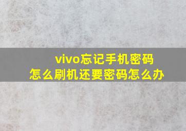 vivo忘记手机密码怎么刷机还要密码怎么办